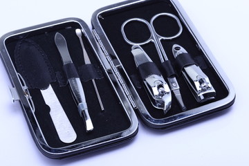 Nail Cutter, trimmer, pincers in travel kit box.  Concept small compact for comfort tour