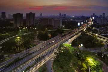Fototapeta na wymiar Beautiful Semanggi highway junction in Jakarta