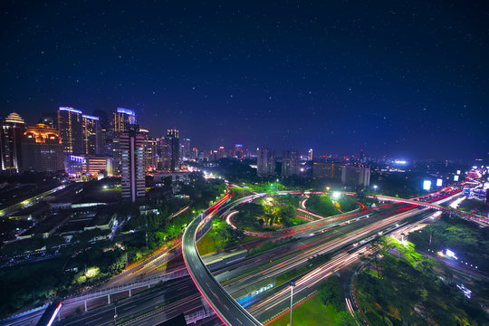 Beautiful Semanggi Road Intersection At Night