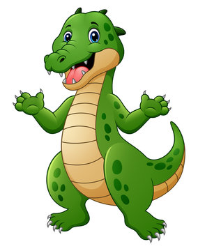 Cartoon crocodile waving