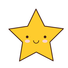 star smiling colorful kawaii silhouette