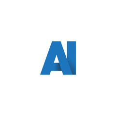 Initial letter logo AI, overlapping fold logo, blue color

