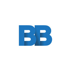 Initial letter logo BB, overlapping fold logo, blue color