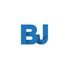 Initial letter logo BJ, overlapping fold logo, blue color