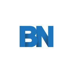 Initial letter logo BN, overlapping fold logo, blue color