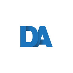 Initial letter logo DA, overlapping fold logo, blue color