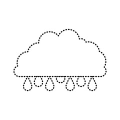cloud with raindrops monochrome sticker silhouette