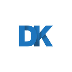 Initial letter logo DK, overlapping fold logo, blue color