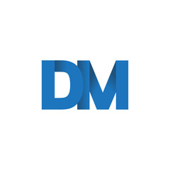 Initial letter logo DM, overlapping fold logo, blue color