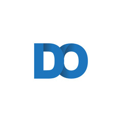 Initial letter logo DO, overlapping fold logo, blue color