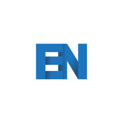 Initial letter logo EN, overlapping fold logo, blue color
