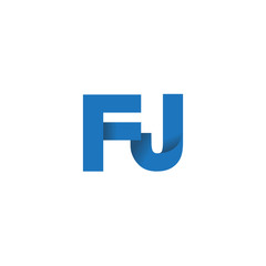 Initial letter logo FJ, overlapping fold logo, blue color