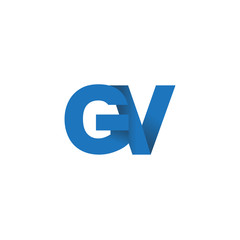 Initial letter logo GV, overlapping fold logo, blue color