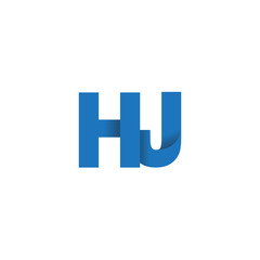 Initial letter logo HJ, overlapping fold logo, blue color