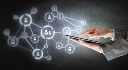 Social networking connection. Mixed media