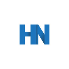 Initial letter logo HN, overlapping fold logo, blue color