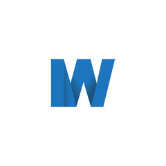Initial letter logo IW, overlapping fold logo, blue color

