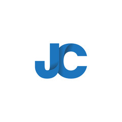 Initial letter logo JC, overlapping fold logo, blue color

