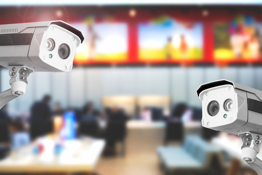 CCTV security operating in office building or office center.