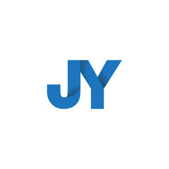 Initial letter logo JY, overlapping fold logo, blue color

