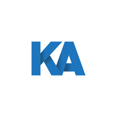 Initial letter logo KA, overlapping fold logo, blue color

