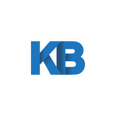 Initial letter logo KB, overlapping fold logo, blue color

