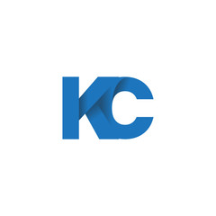 Initial letter logo KC, overlapping fold logo, blue color

