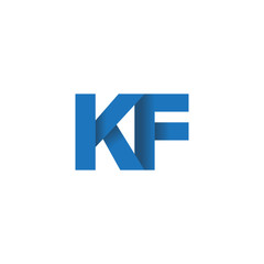 Initial letter logo KF, overlapping fold logo, blue color

