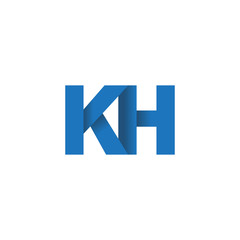 Initial letter logo KH, overlapping fold logo, blue color

