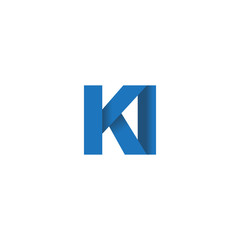Initial letter logo KI, overlapping fold logo, blue color

