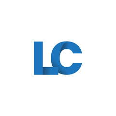 Initial letter logo LC, overlapping fold logo, blue color