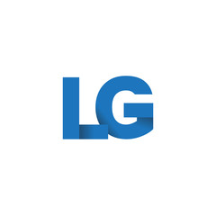 Initial letter logo LG, overlapping fold logo, blue color
