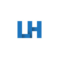 Initial letter logo LH, overlapping fold logo, blue color
