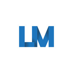 Initial letter logo LM, overlapping fold logo, blue color