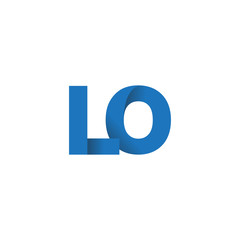 Initial letter logo LO, overlapping fold logo, blue color