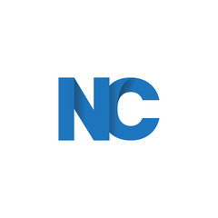 Initial letter logo NC, overlapping fold logo, blue color