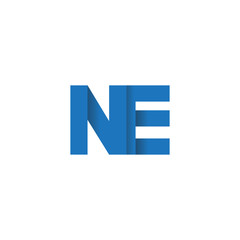Initial letter logo NE, overlapping fold logo, blue color