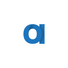 Initial letter logo OI, overlapping fold logo, blue color