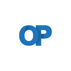 Fototapeta premium Initial letter logo OP, overlapping fold logo, blue color
