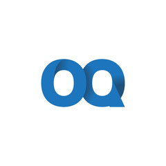 Initial letter logo OQ, overlapping fold logo, blue color

