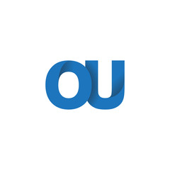 Initial letter logo OU, overlapping fold logo, blue color

