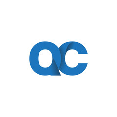 Initial letter logo QC, overlapping fold logo, blue color