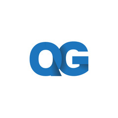 Initial letter logo QG, overlapping fold logo, blue color
