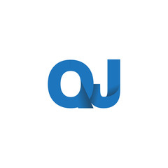 Initial letter logo QJ, overlapping fold logo, blue color