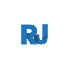 Initial letter logo RJ, overlapping fold logo, blue color