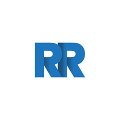 Initial letter logo RR, overlapping fold logo, blue color