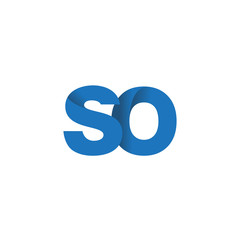 Initial letter logo SO, overlapping fold logo, blue color

