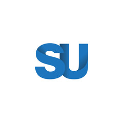 Initial letter logo SU, overlapping fold logo, blue color

