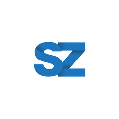 Initial letter logo SZ, overlapping fold logo, blue color

