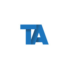Initial letter logo TA, overlapping fold logo, blue color

